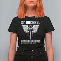 Saint Michael Defend Us In Battle T Shirt For Women Christian Faith Gift