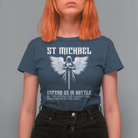 Saint Michael Defend Us In Battle T Shirt For Women Christian Faith Gift