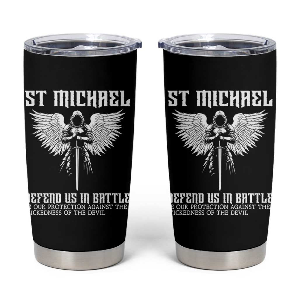 Saint Michael Defend Us In Battle Tumbler Cup Christian Faith Gift