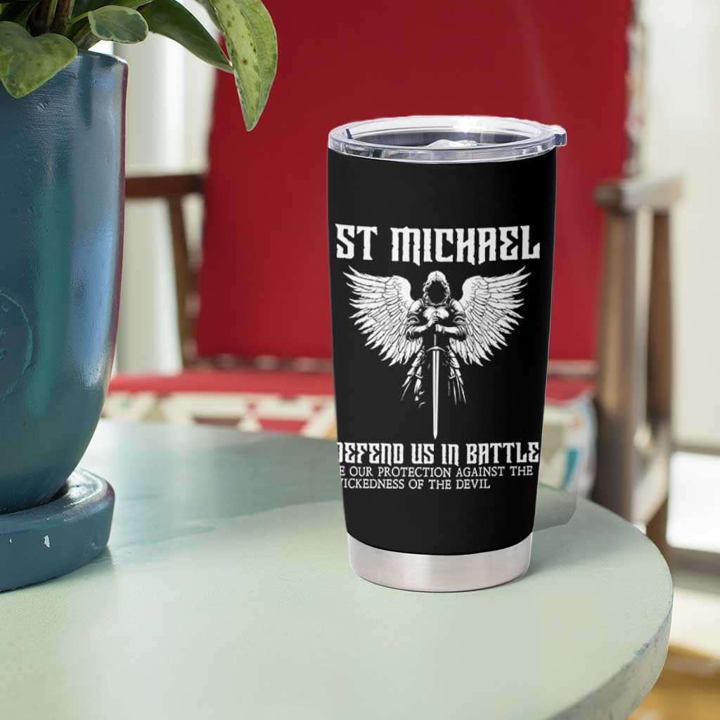 Saint Michael Defend Us In Battle Tumbler Cup Christian Faith Gift