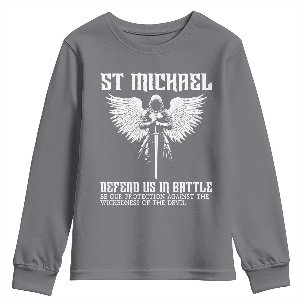 Saint Michael Defend Us In Battle Youth Sweatshirt Christian Faith Gift