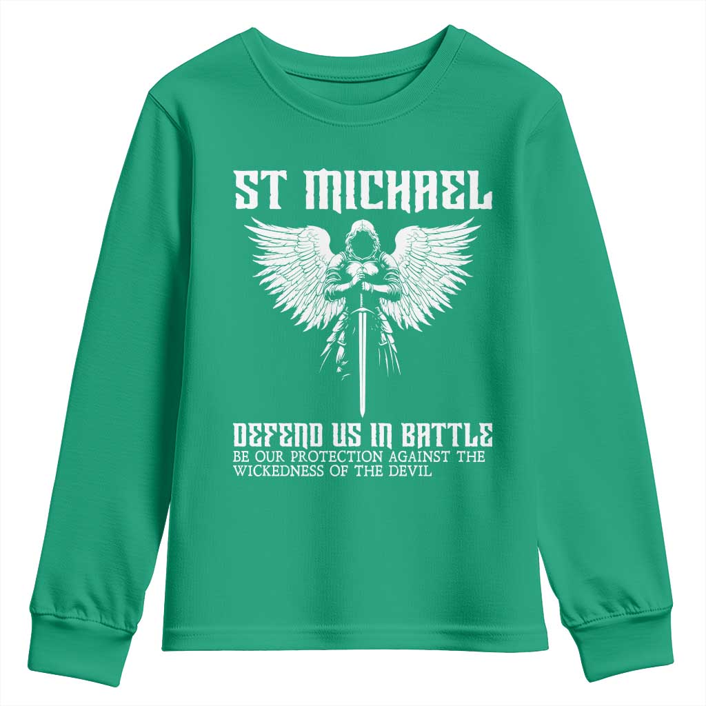 Saint Michael Defend Us In Battle Youth Sweatshirt Christian Faith Gift