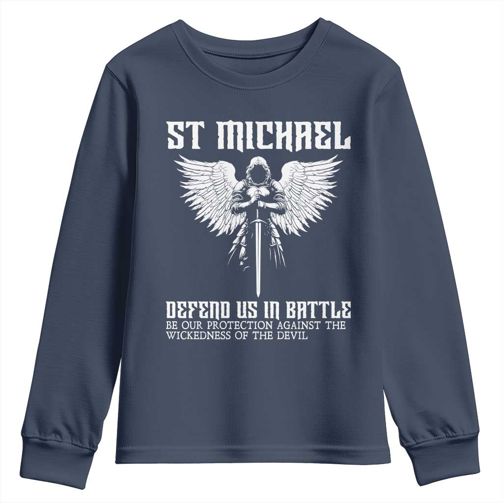 Saint Michael Defend Us In Battle Youth Sweatshirt Christian Faith Gift