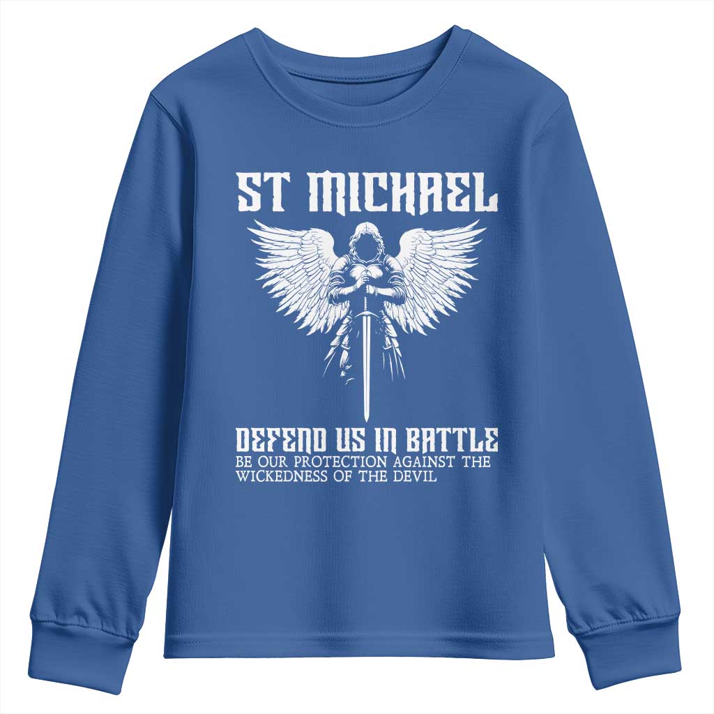 Saint Michael Defend Us In Battle Youth Sweatshirt Christian Faith Gift