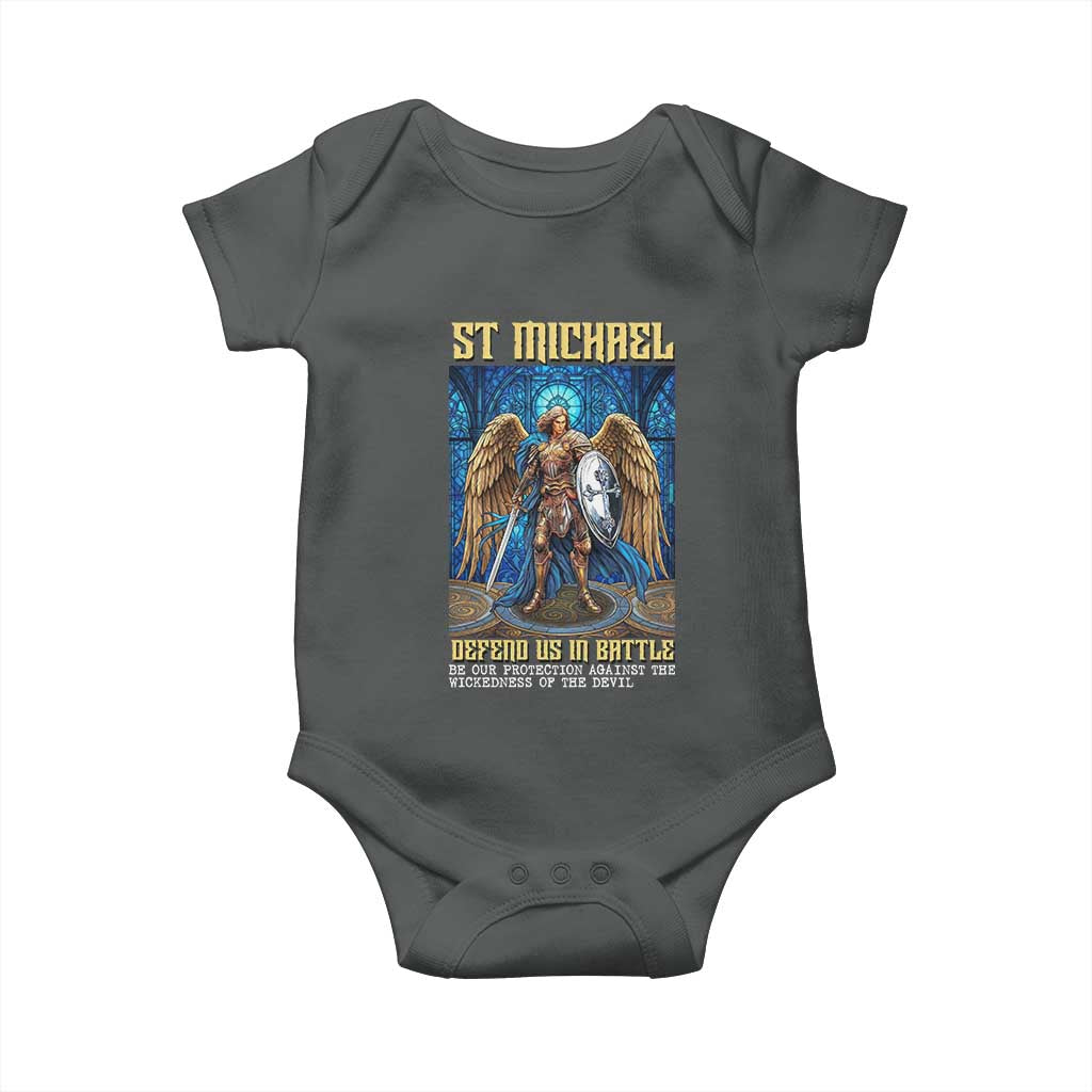 Saint Michael Prayer Defend Us In Battle Baby Onesie Religious Gift