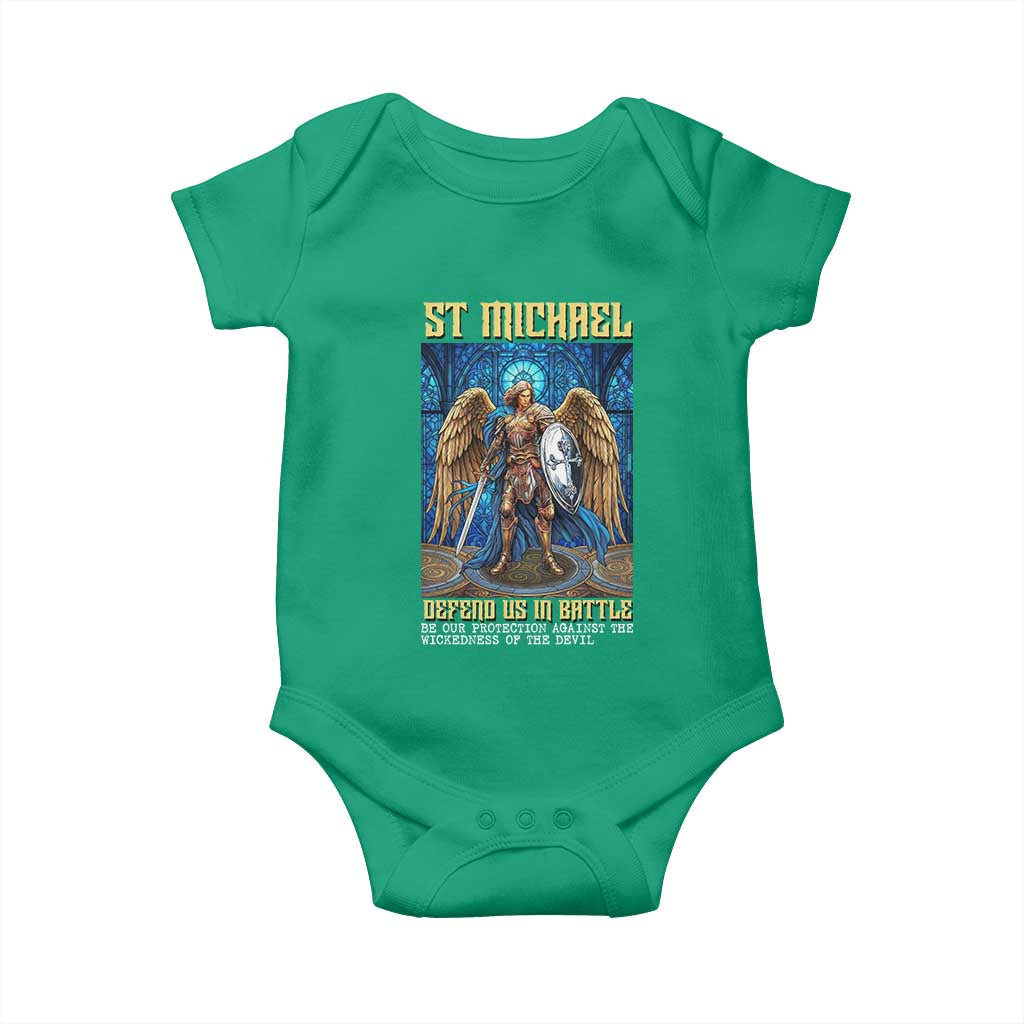 Saint Michael Prayer Defend Us In Battle Baby Onesie Religious Gift
