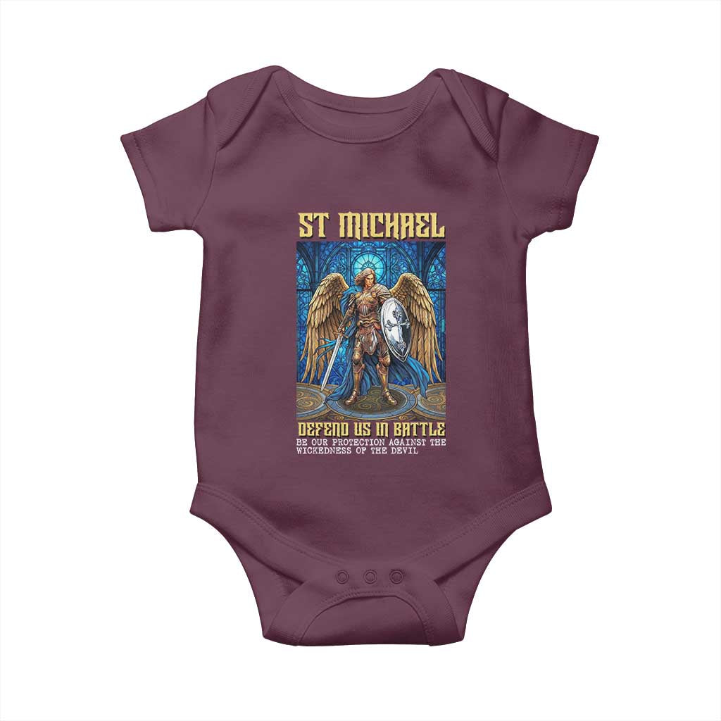 Saint Michael Prayer Defend Us In Battle Baby Onesie Religious Gift