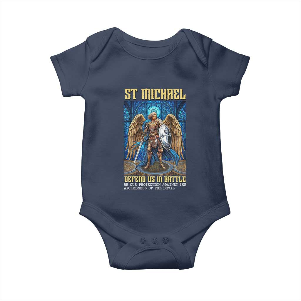 Saint Michael Prayer Defend Us In Battle Baby Onesie Religious Gift