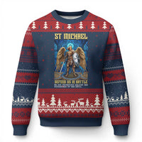 Saint Michael Prayer Defend Us In Battle Ugly Christmas Sweater Religious Gift