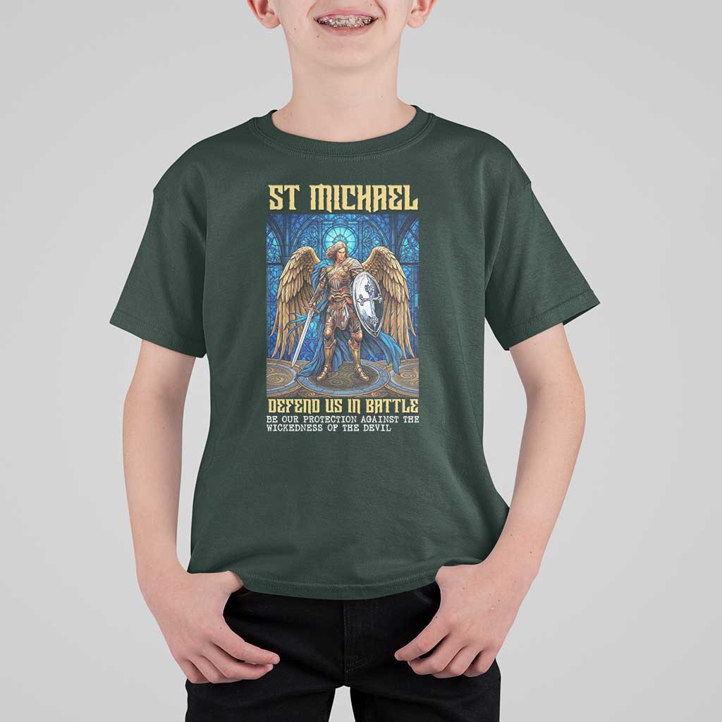 Saint Michael Prayer Defend Us In Battle T Shirt For Kid Religious Gift