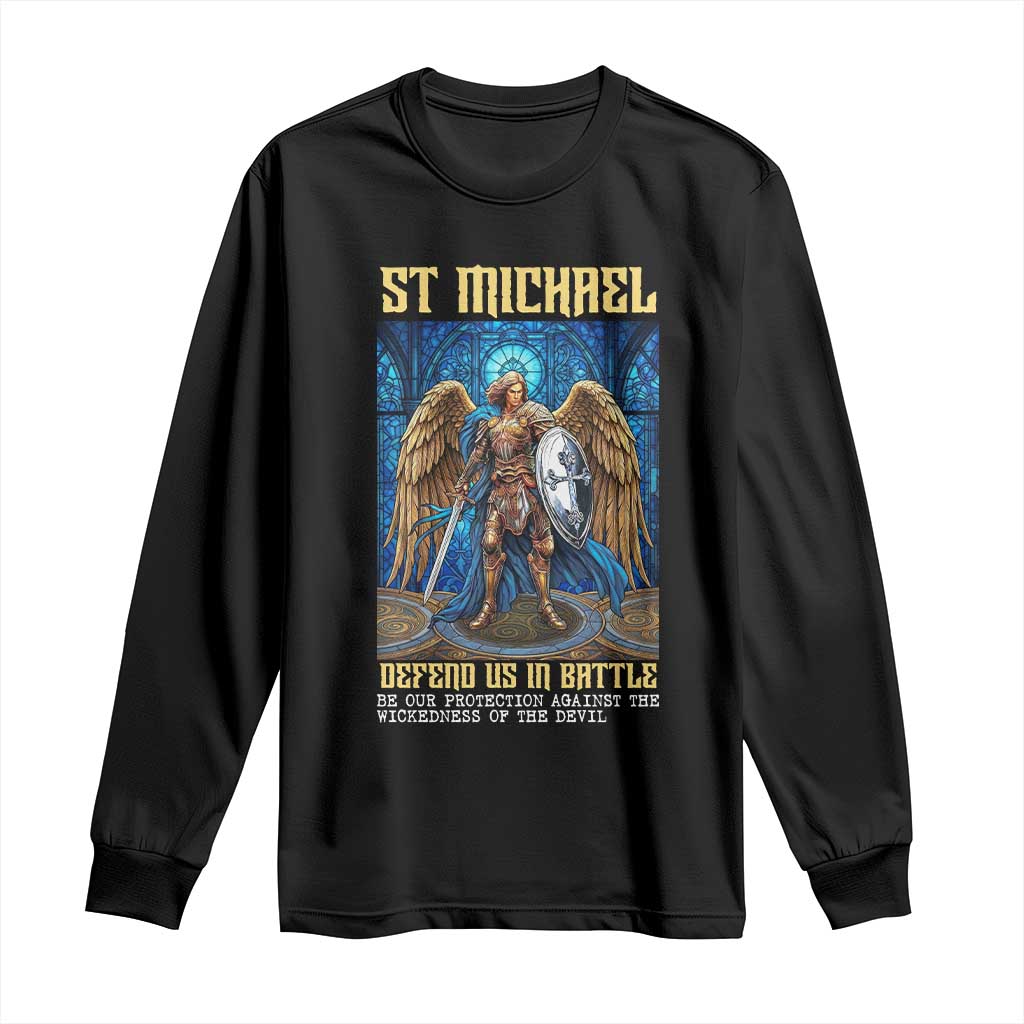 Saint Michael Prayer Defend Us In Battle Long Sleeve Shirt Religious Gift