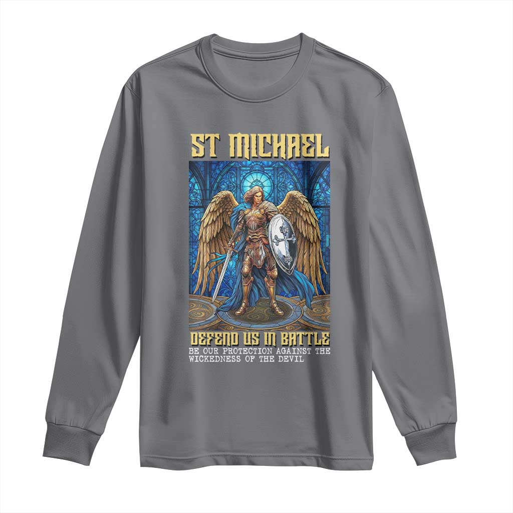 Saint Michael Prayer Defend Us In Battle Long Sleeve Shirt Religious Gift