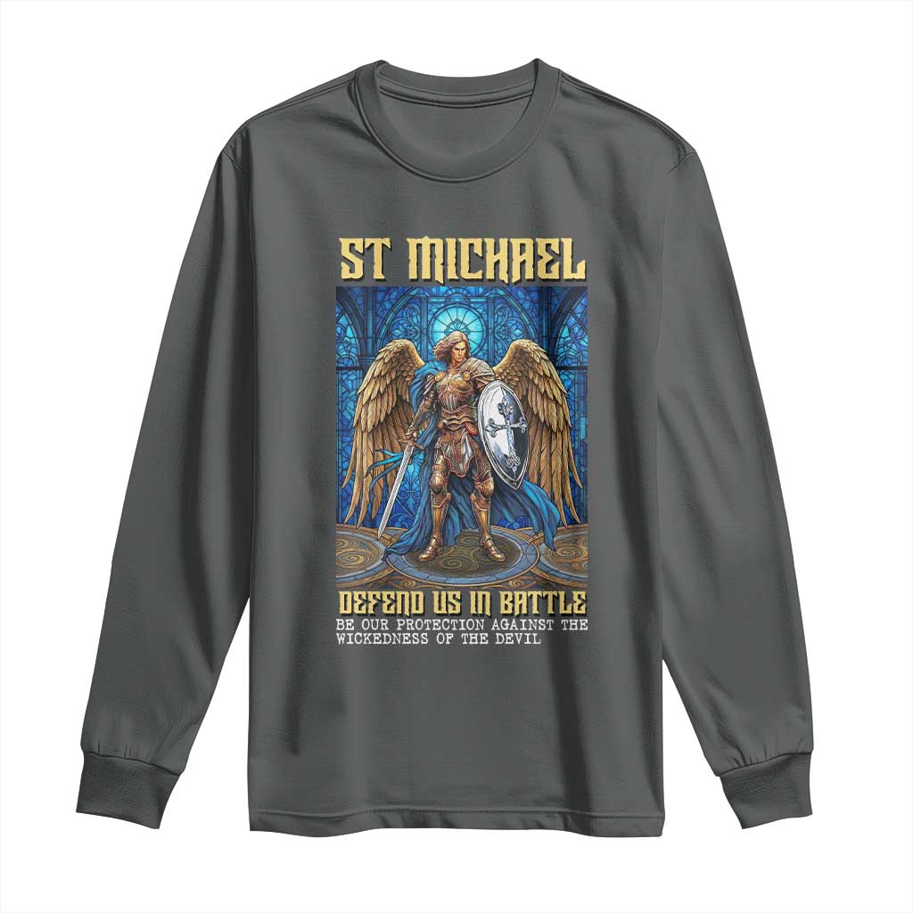 Saint Michael Prayer Defend Us In Battle Long Sleeve Shirt Religious Gift