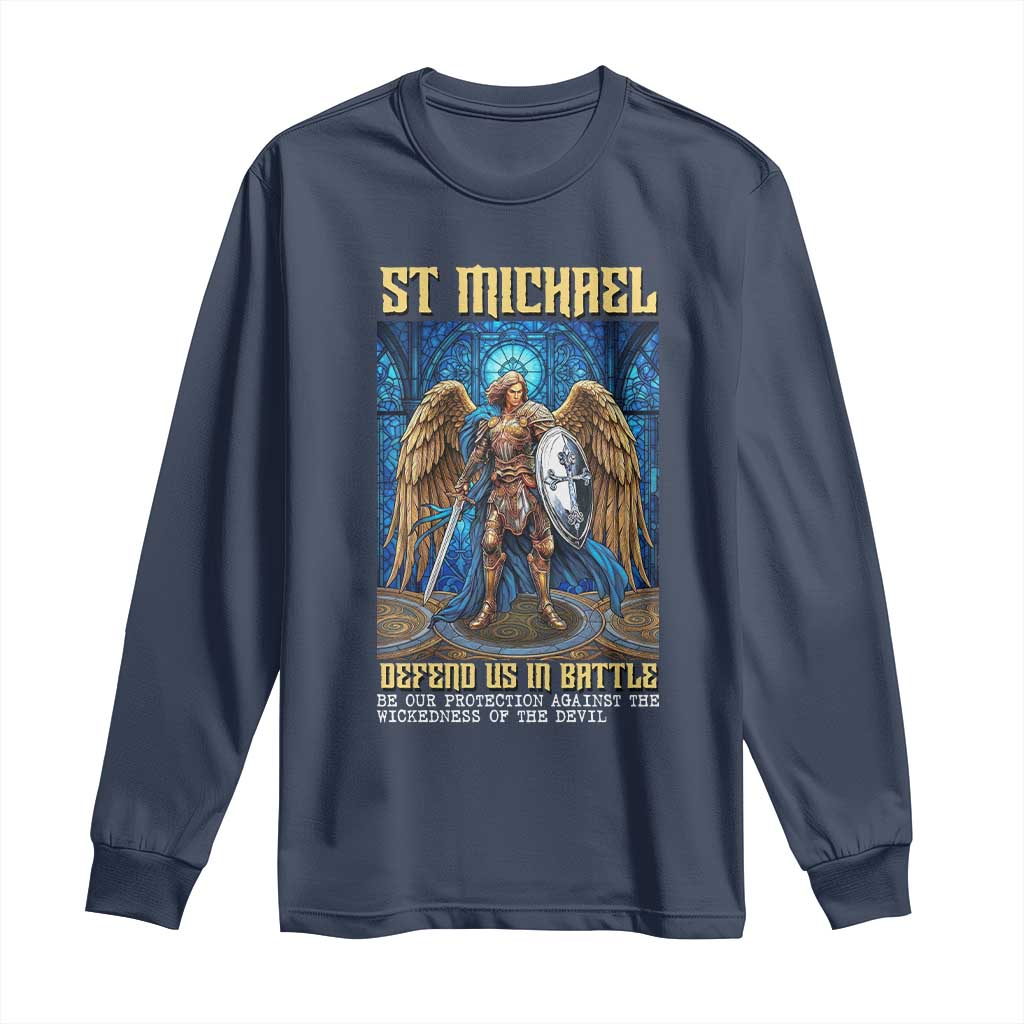 Saint Michael Prayer Defend Us In Battle Long Sleeve Shirt Religious Gift