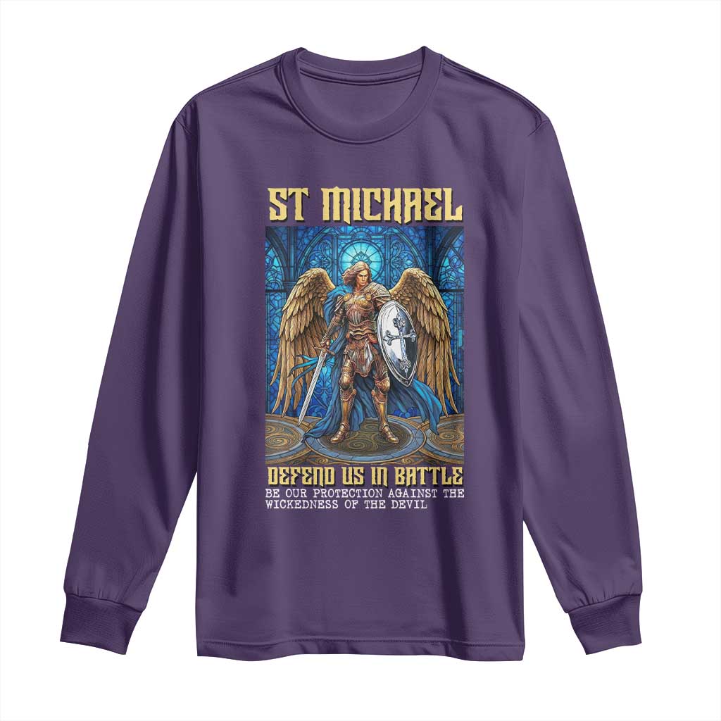 Saint Michael Prayer Defend Us In Battle Long Sleeve Shirt Religious Gift