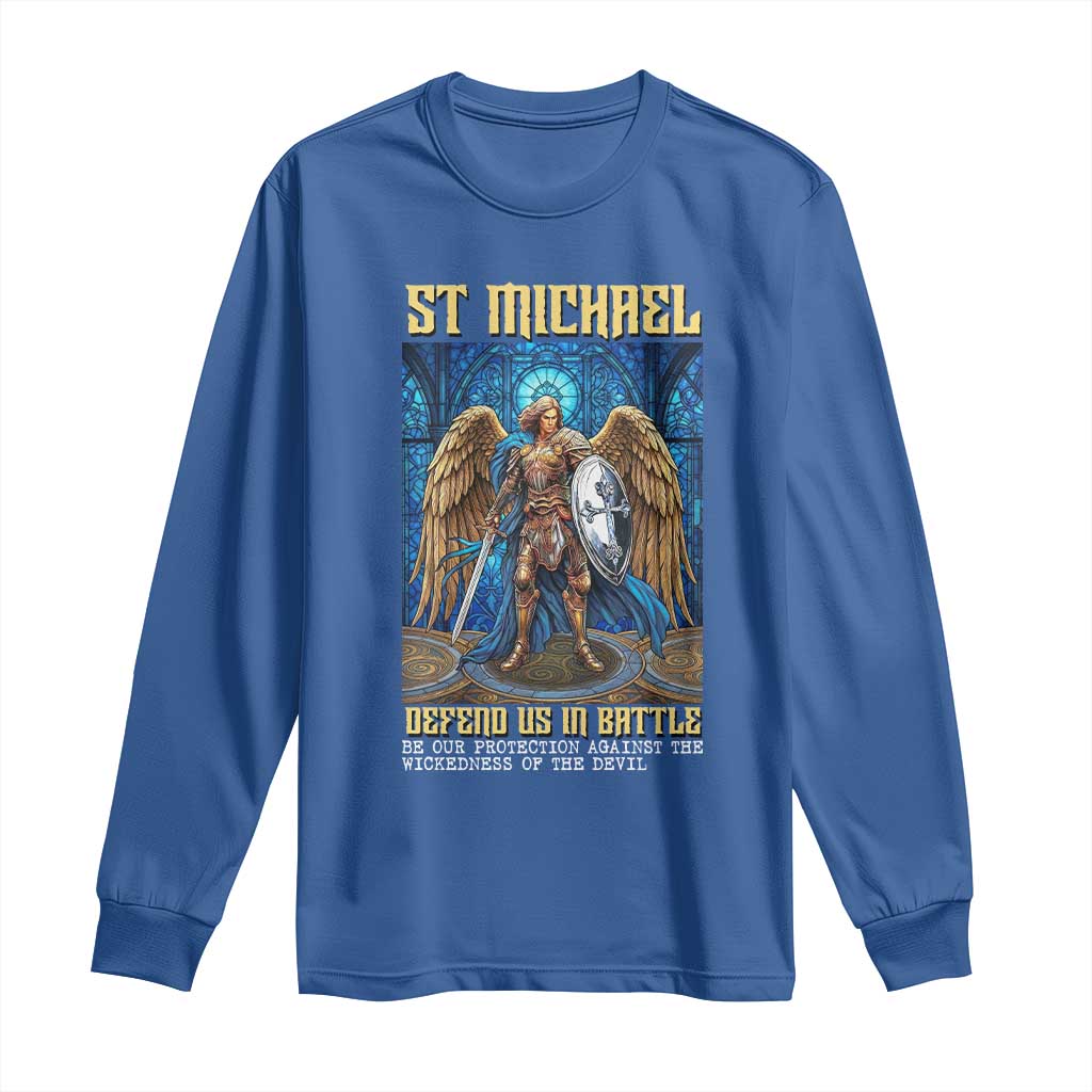 Saint Michael Prayer Defend Us In Battle Long Sleeve Shirt Religious Gift