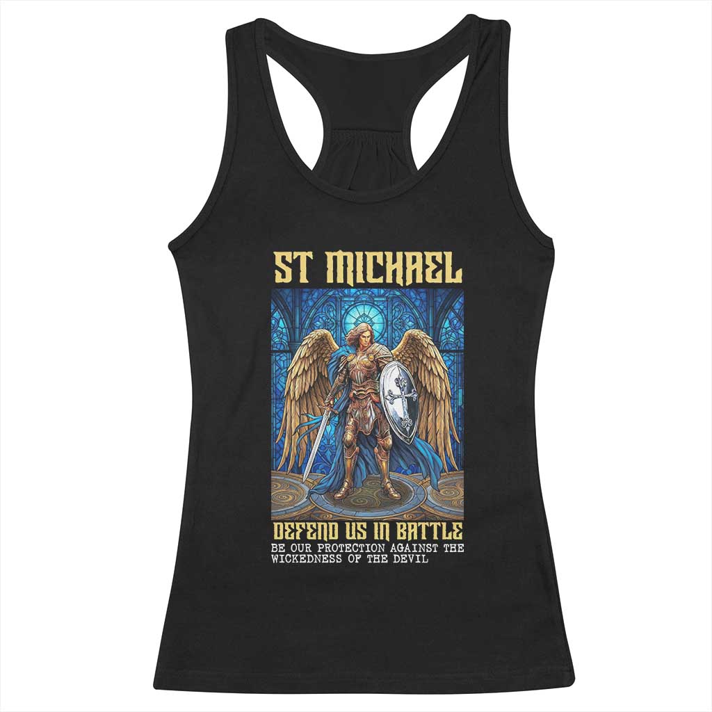 Saint Michael Prayer Defend Us In Battle Racerback Tank Top Religious Gift