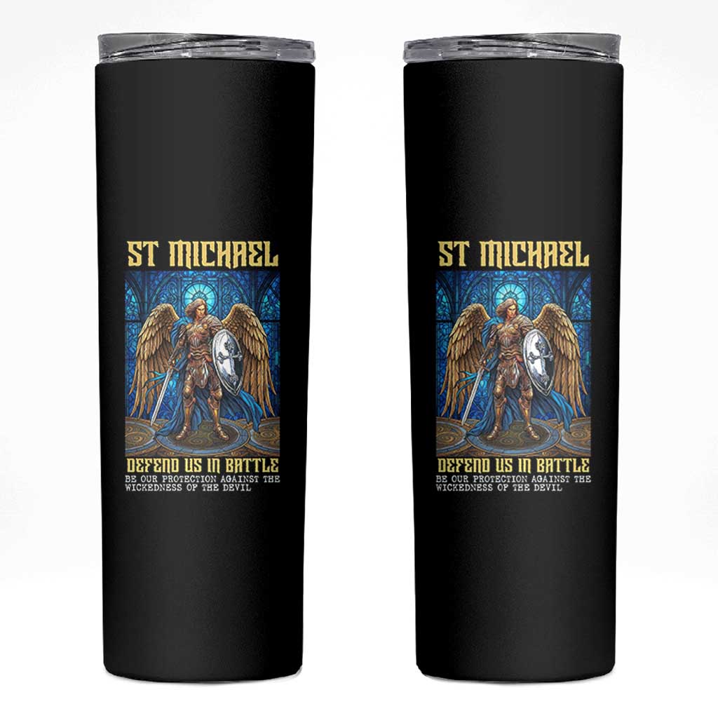 Saint Michael Prayer Defend Us In Battle Skinny Tumbler Religious Gift
