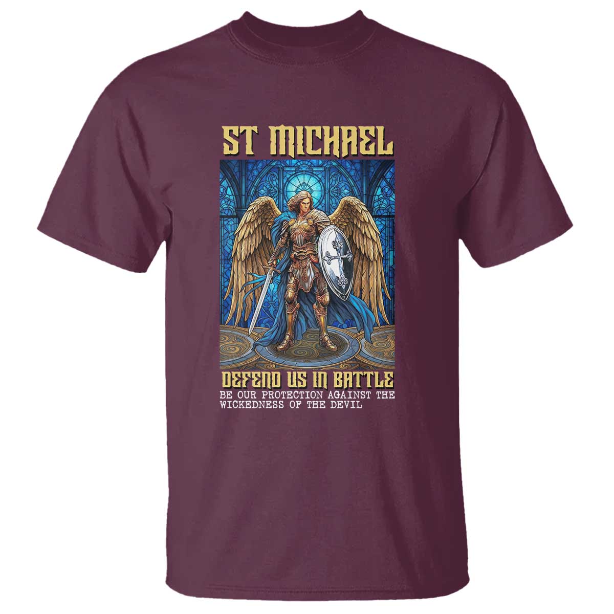 Saint Michael Prayer Defend Us In Battle T Shirt Religious Gift