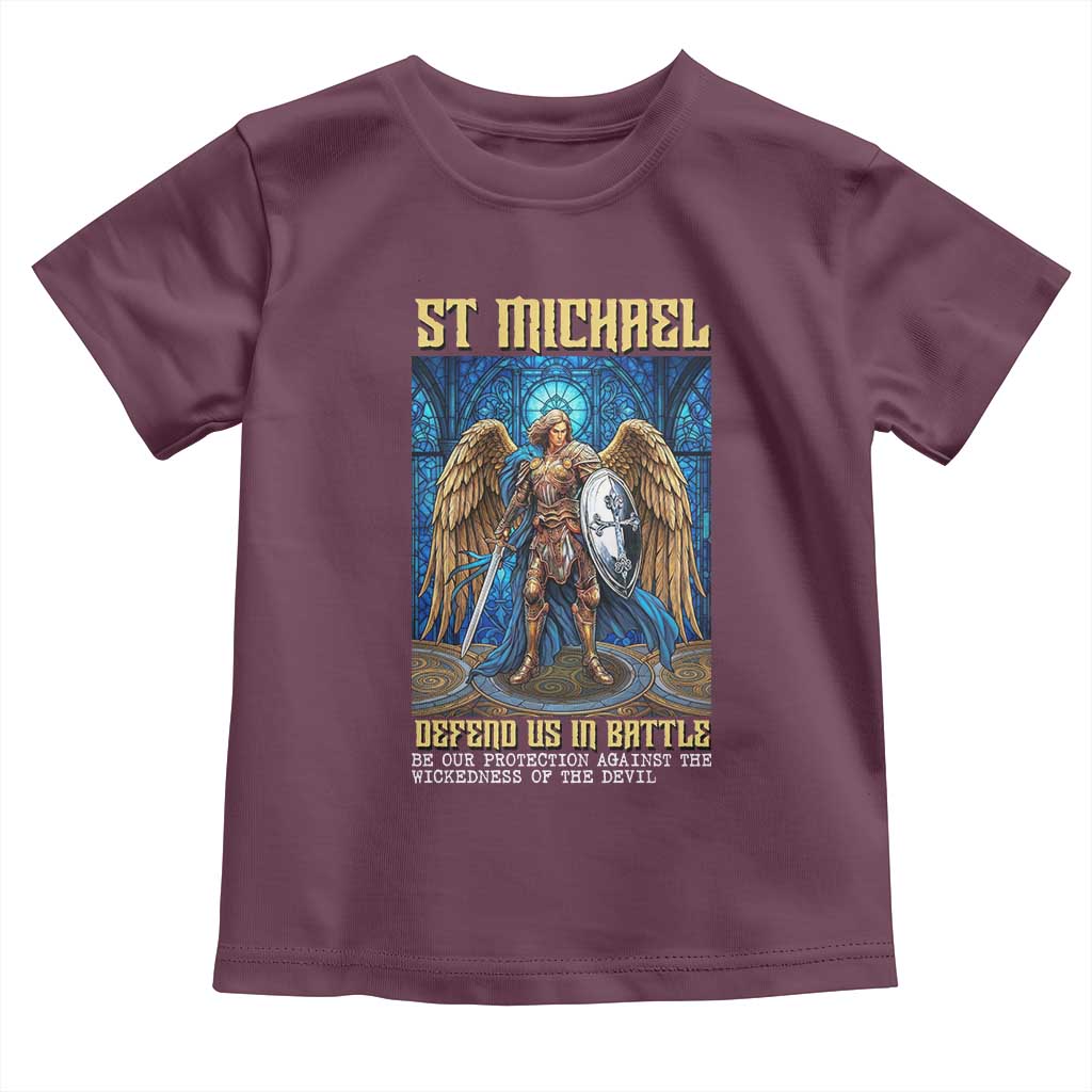 Saint Michael Prayer Defend Us In Battle Toddler T Shirt Religious Gift