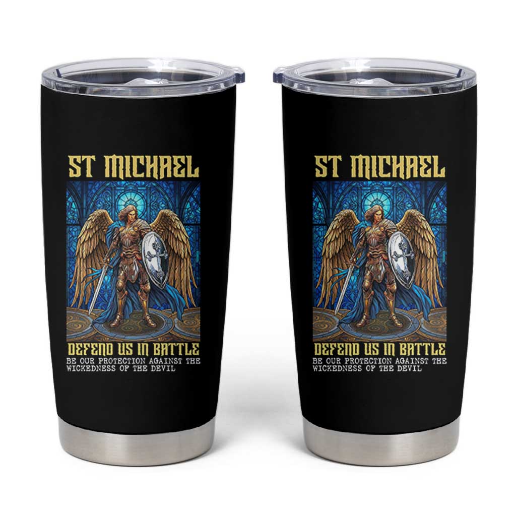 Saint Michael Prayer Defend Us In Battle Tumbler Cup Religious Gift