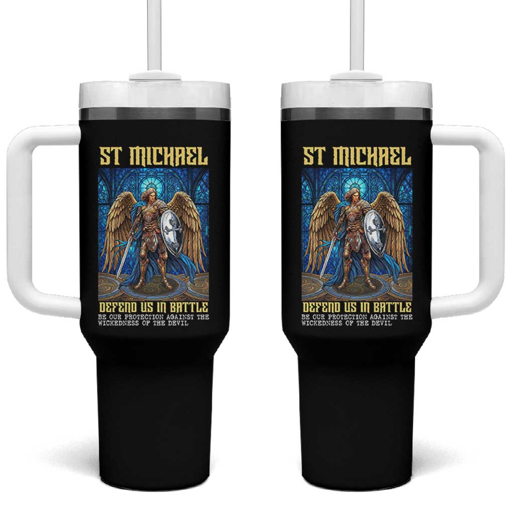 Saint Michael Prayer Defend Us In Battle Tumbler With Handle Religious Gift