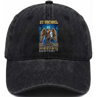 Saint Michael Prayer Defend Us In Battle Washed Cotton Baseball Cap Religious Gift