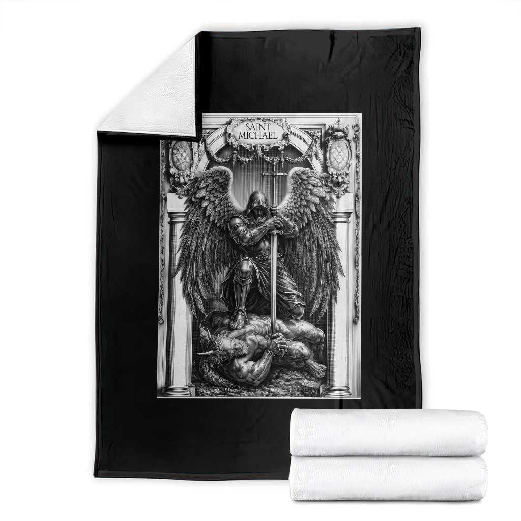 Saint Michael The Archangel Defeating Satan Throw Blanket Christian Faith Gift