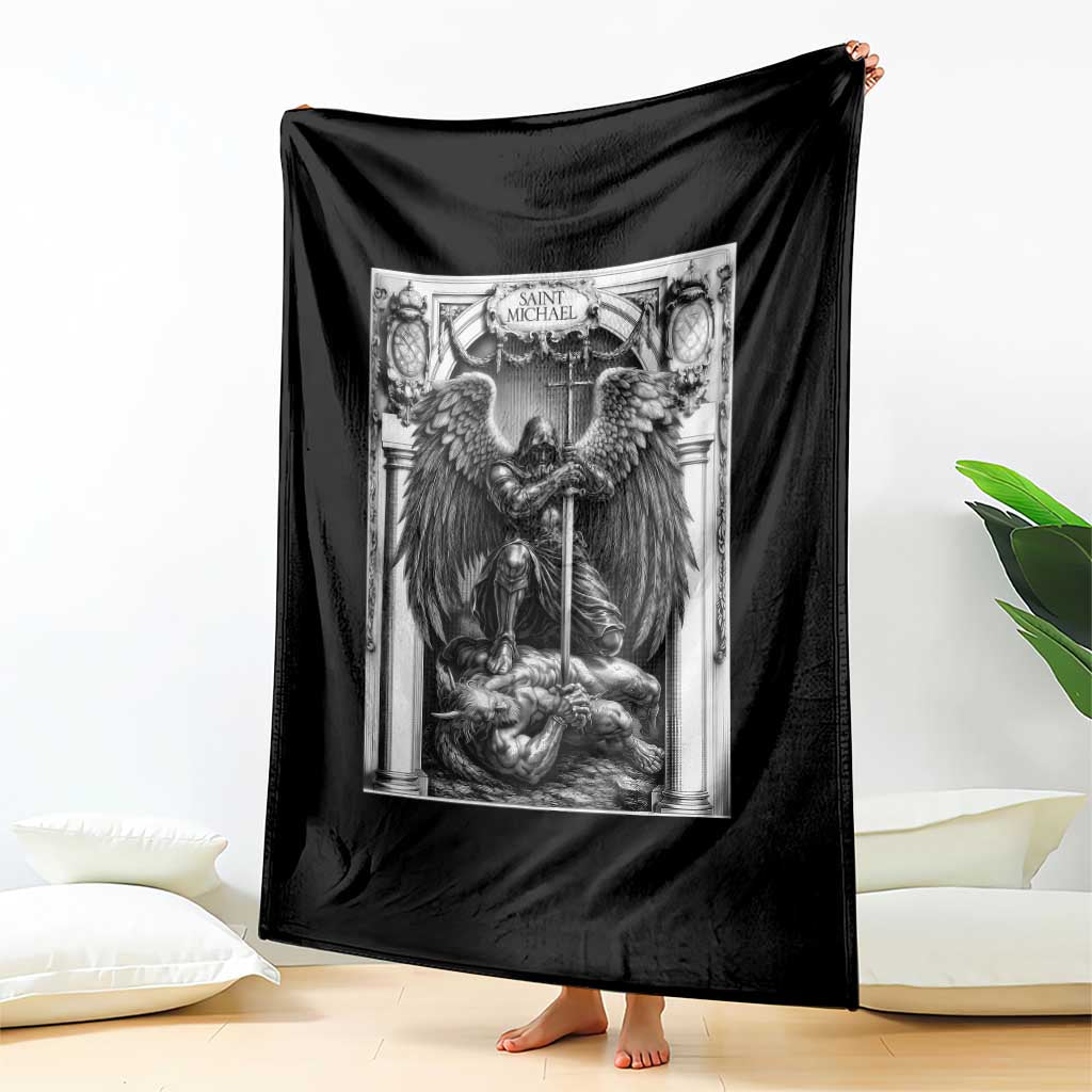 Saint Michael The Archangel Defeating Satan Throw Blanket Christian Faith Gift