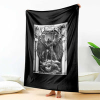 Saint Michael The Archangel Defeating Satan Throw Blanket Christian Faith Gift