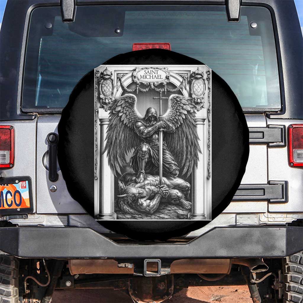 Saint Michael The Archangel Defeating Satan Spare Tire Cover Christian Faith Gift