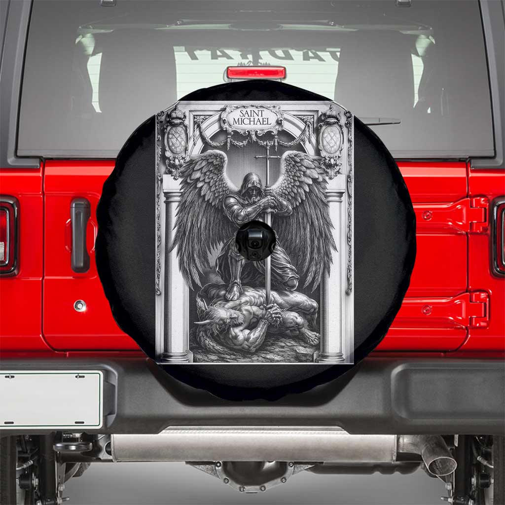 Saint Michael The Archangel Defeating Satan Spare Tire Cover Christian Faith Gift