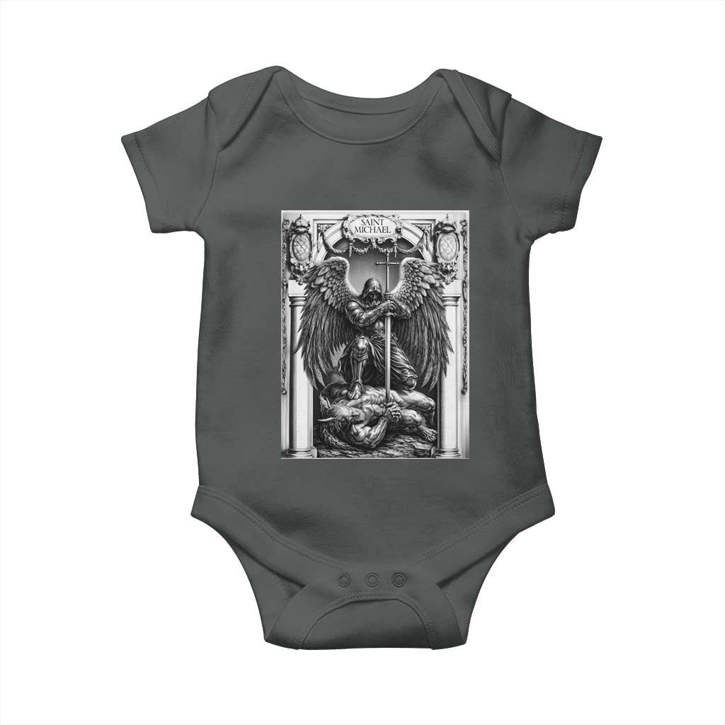 Saint Michael The Archangel Defeating Satan Baby Onesie Christian Faith Gift