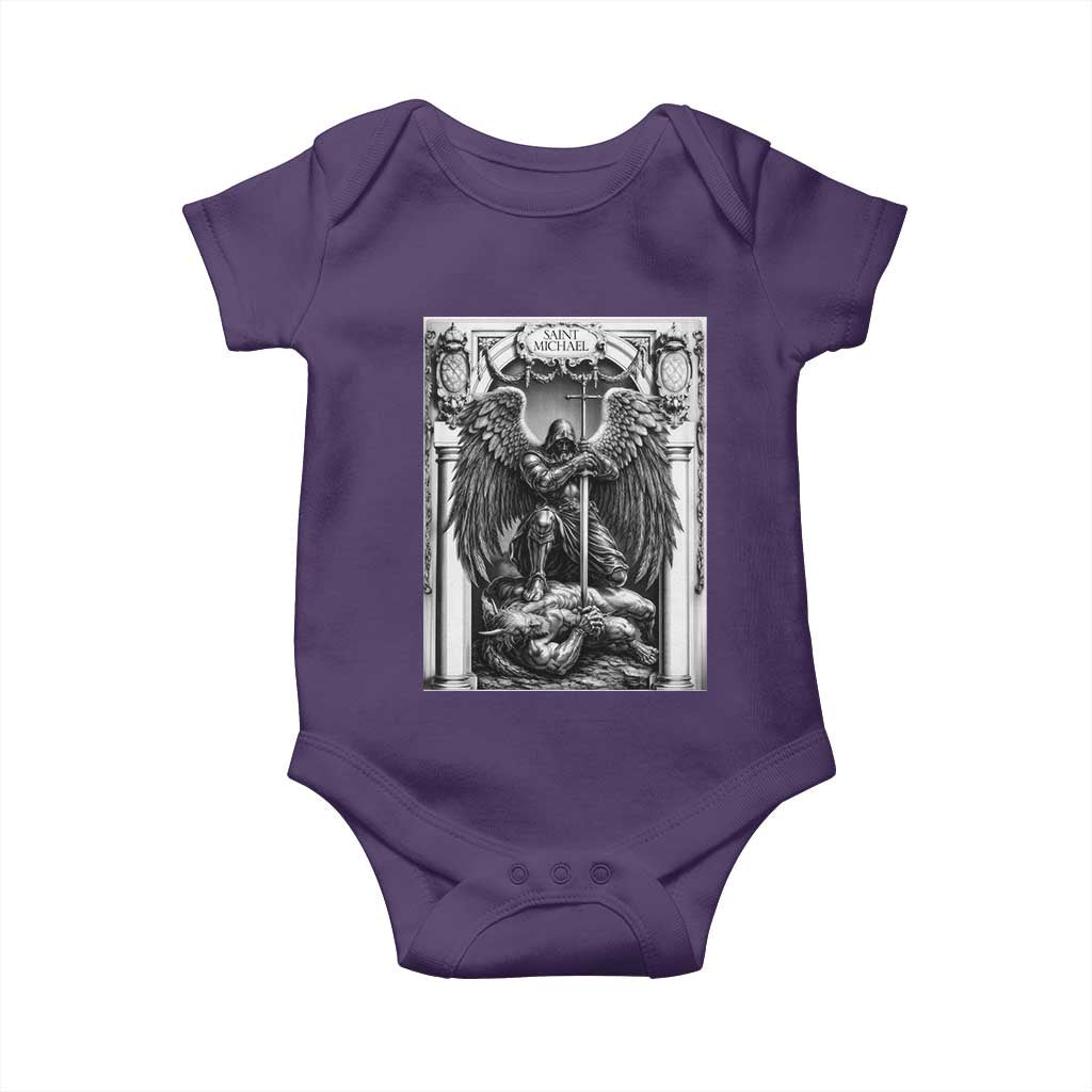 Saint Michael The Archangel Defeating Satan Baby Onesie Christian Faith Gift