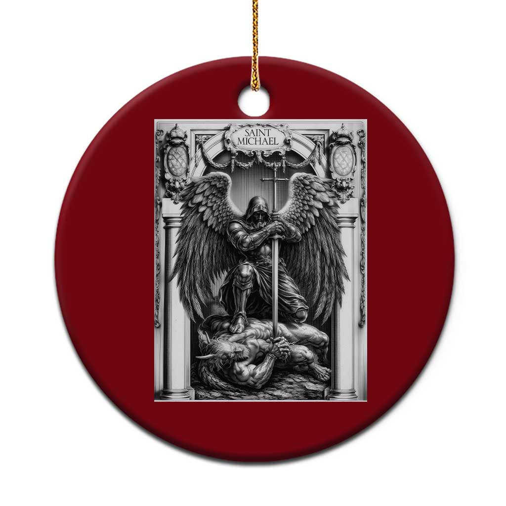Saint Michael The Archangel Defeating Satan Ceramic Ornament Christian Faith Gift