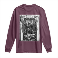 Saint Michael The Archangel Defeating Satan Long Sleeve Shirt Christian Faith Gift