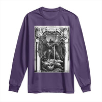 Saint Michael The Archangel Defeating Satan Long Sleeve Shirt Christian Faith Gift