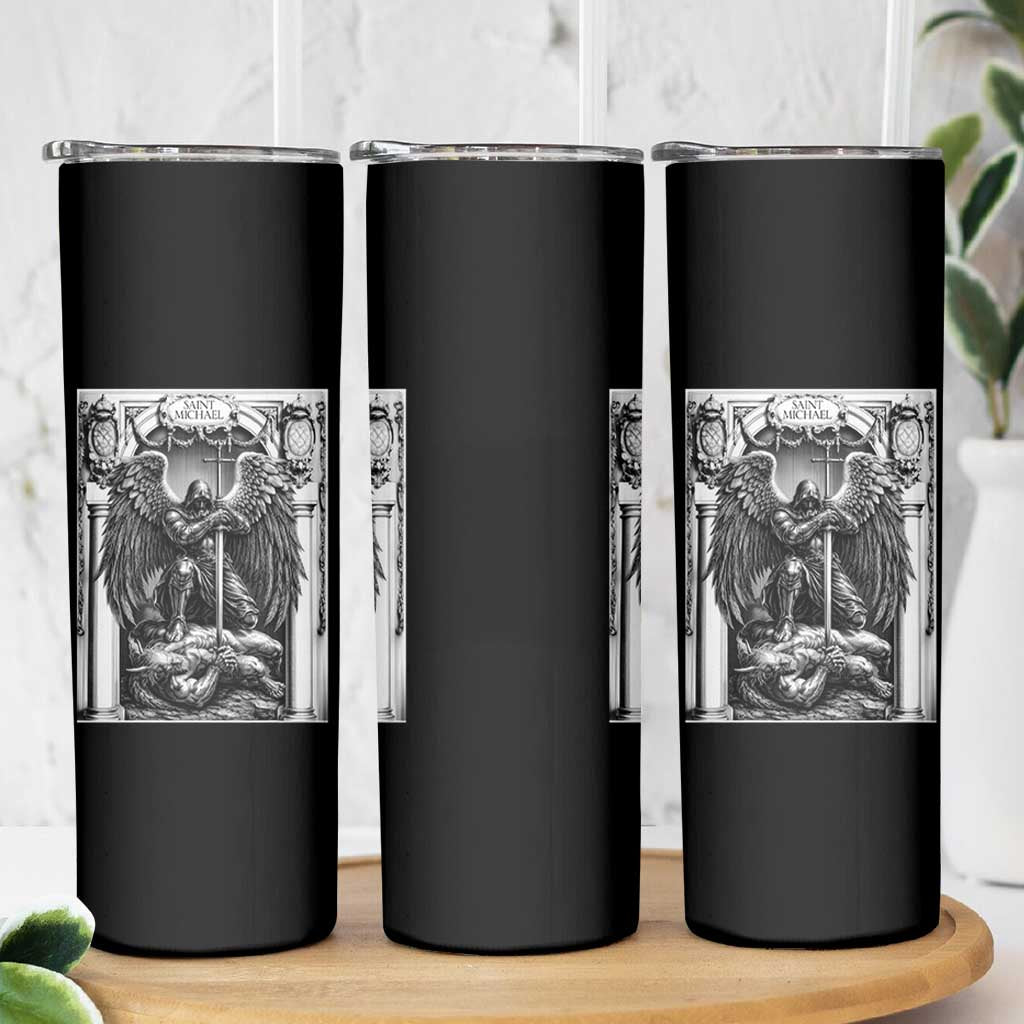 Saint Michael The Archangel Defeating Satan Skinny Tumbler Christian Faith Gift