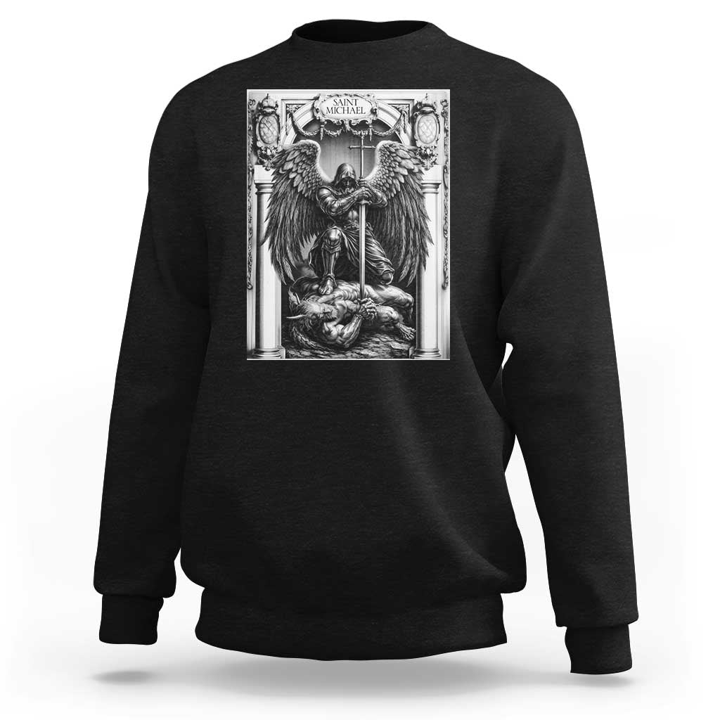 Saint Michael The Archangel Defeating Satan Sweatshirt Christian Faith Gift