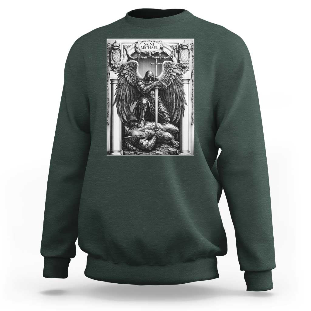 Saint Michael The Archangel Defeating Satan Sweatshirt Christian Faith Gift