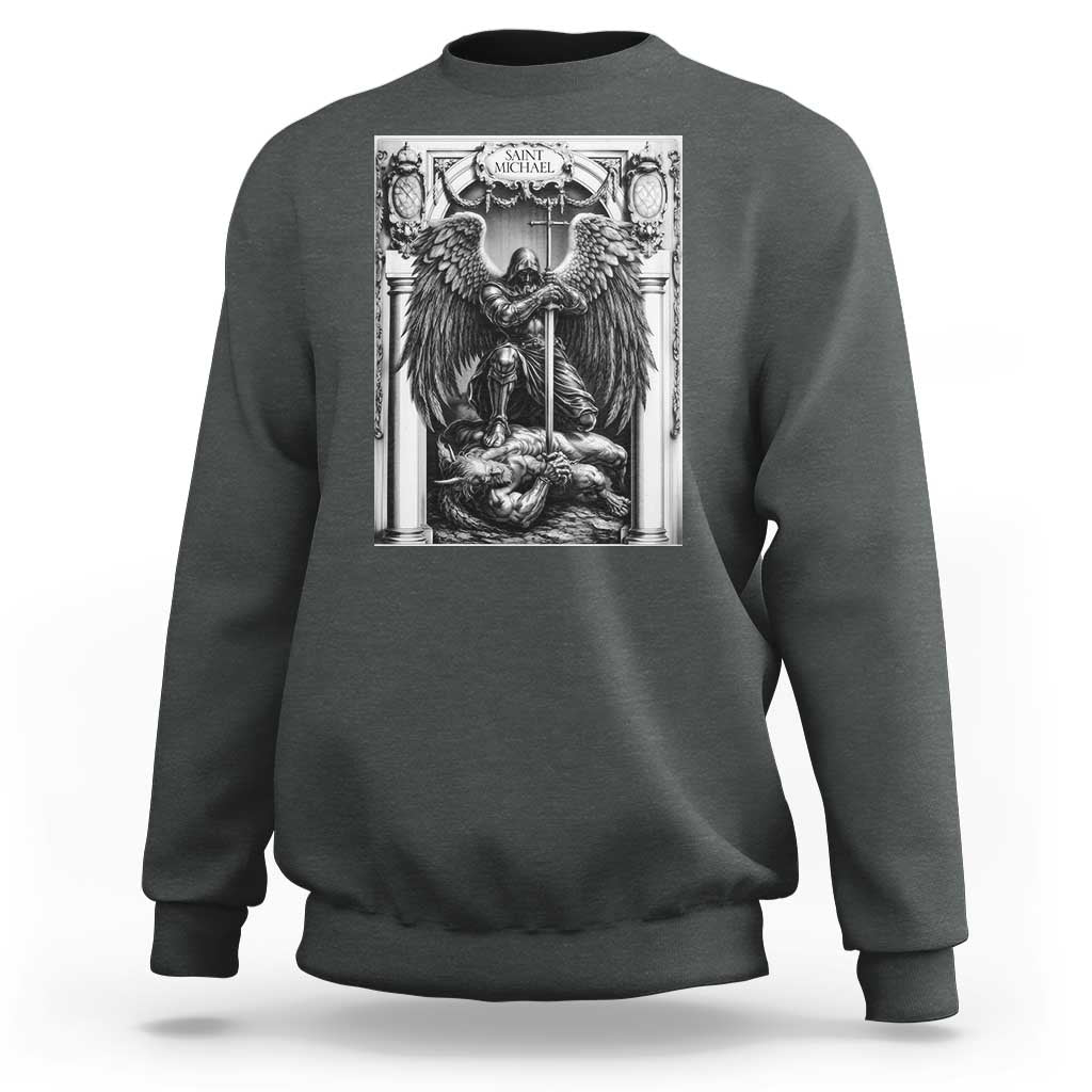 Saint Michael The Archangel Defeating Satan Sweatshirt Christian Faith Gift