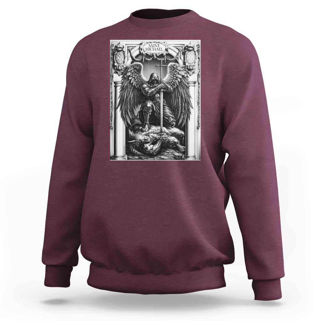 Saint Michael The Archangel Defeating Satan Sweatshirt Christian Faith Gift