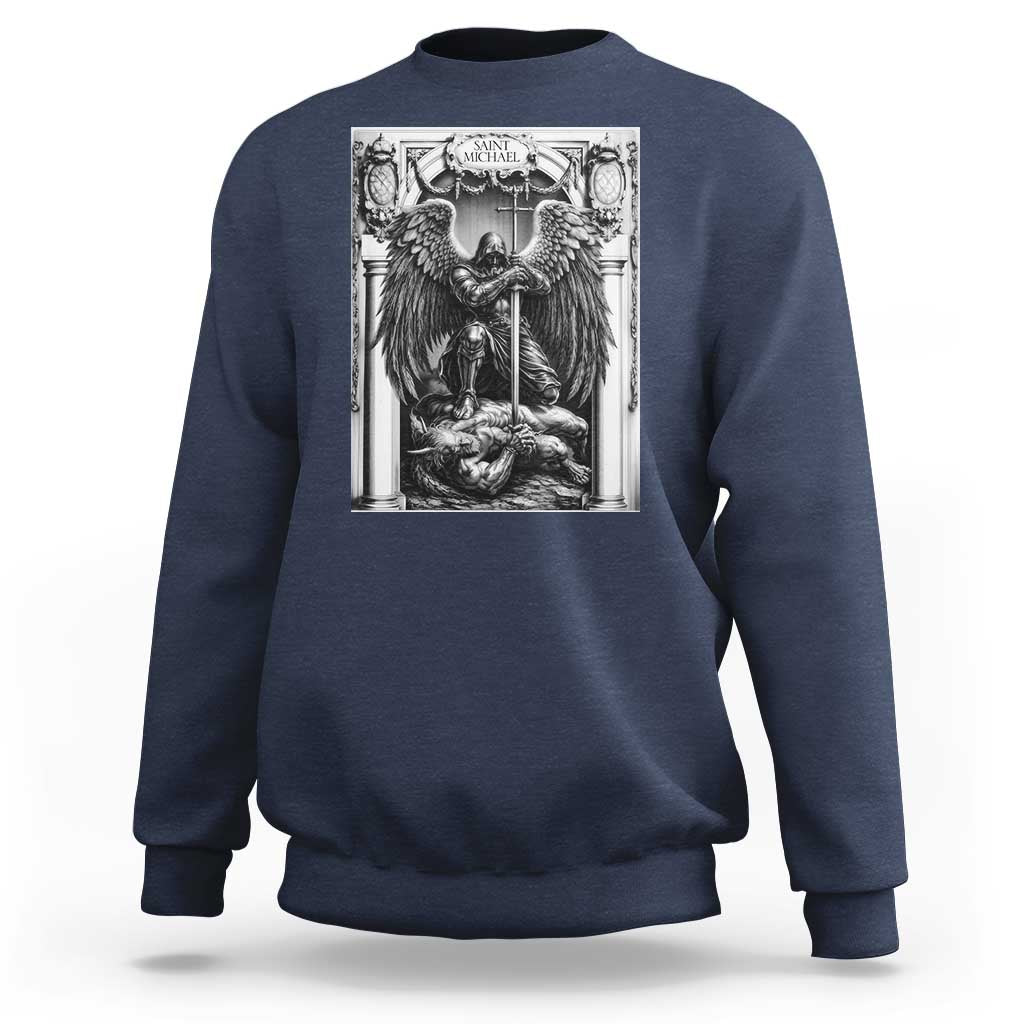 Saint Michael The Archangel Defeating Satan Sweatshirt Christian Faith Gift