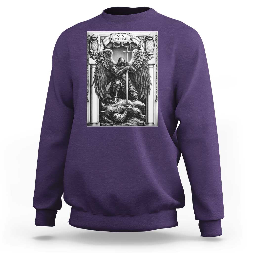 Saint Michael The Archangel Defeating Satan Sweatshirt Christian Faith Gift