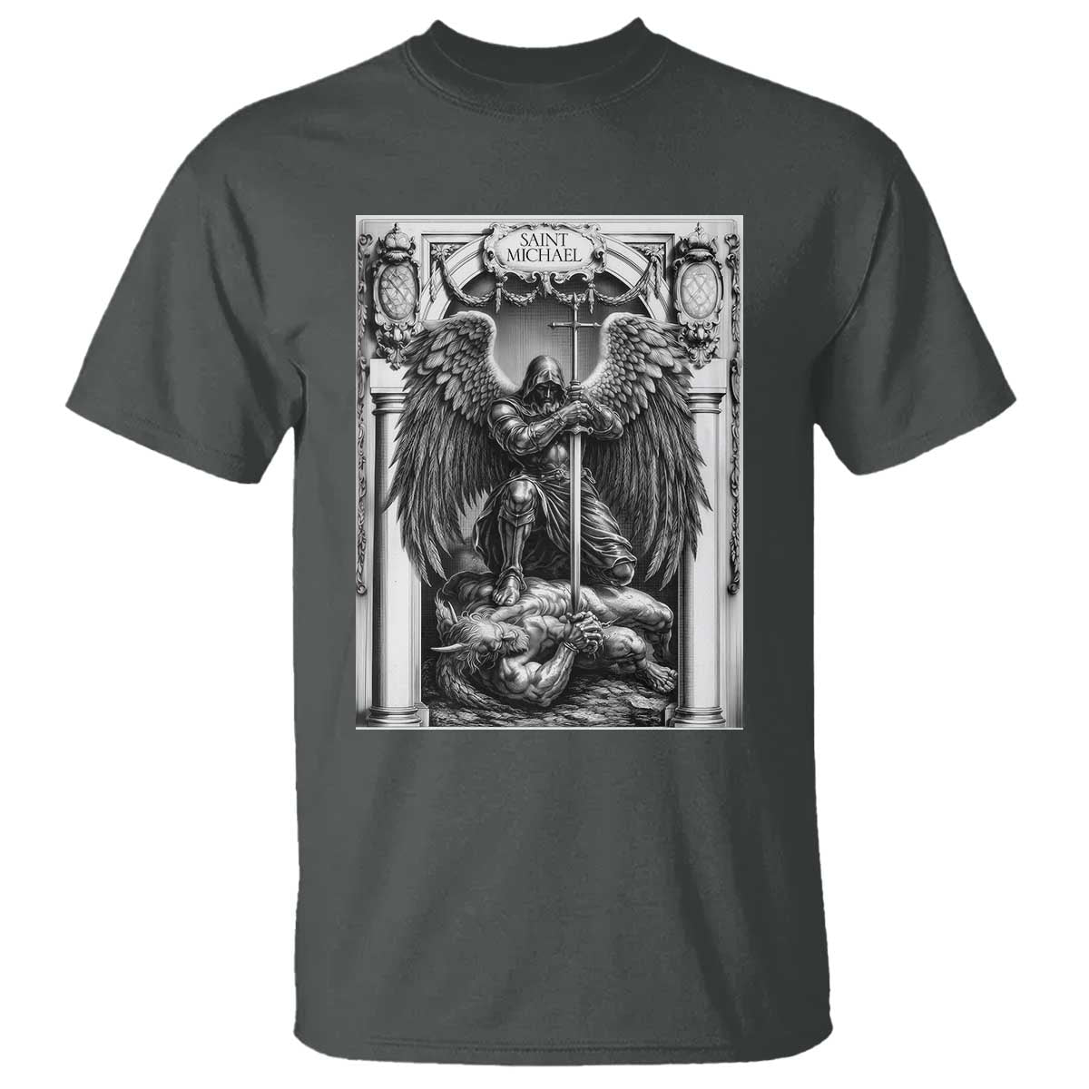 Saint Michael The Archangel Defeating Satan T Shirt Christian Faith Gift