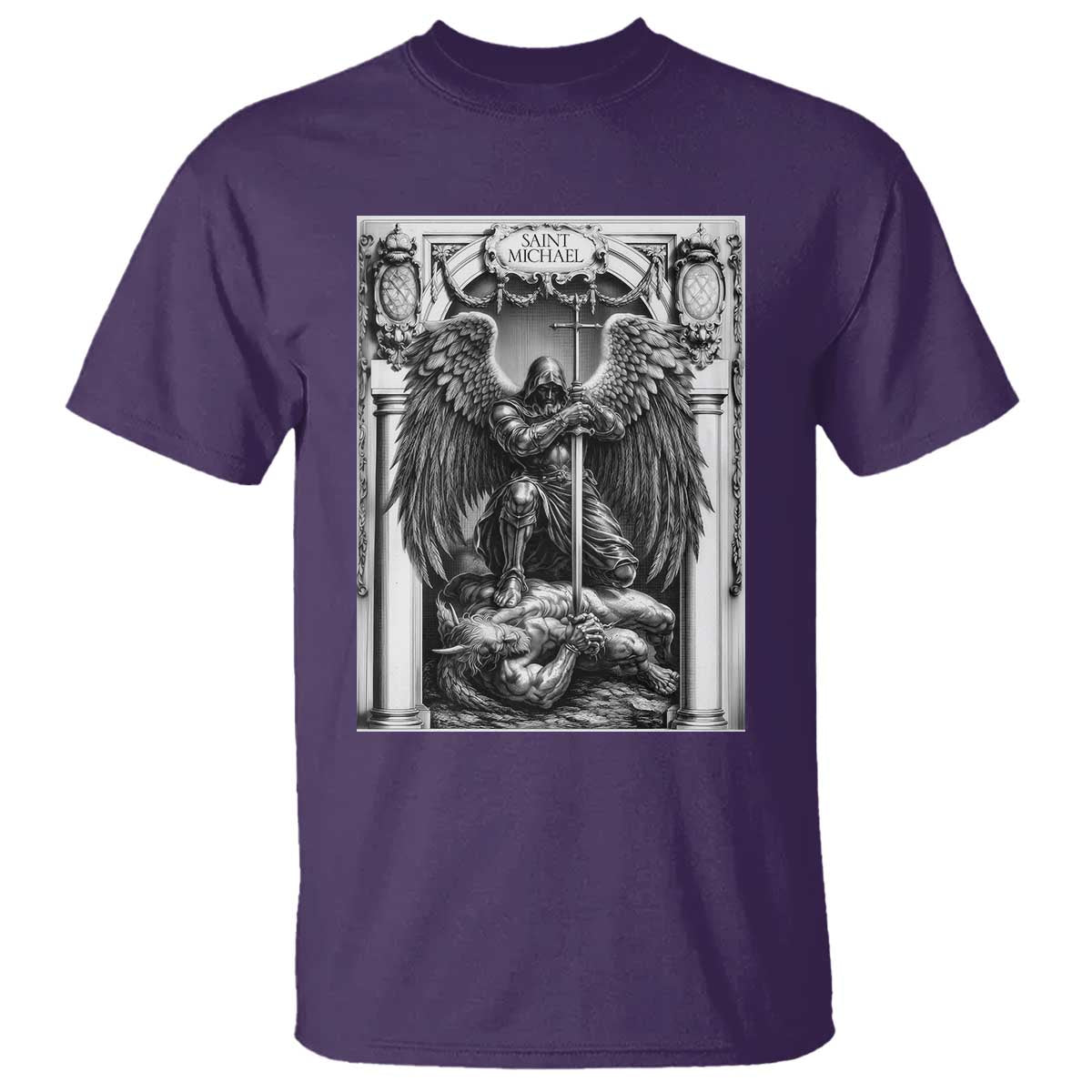 Saint Michael The Archangel Defeating Satan T Shirt Christian Faith Gift