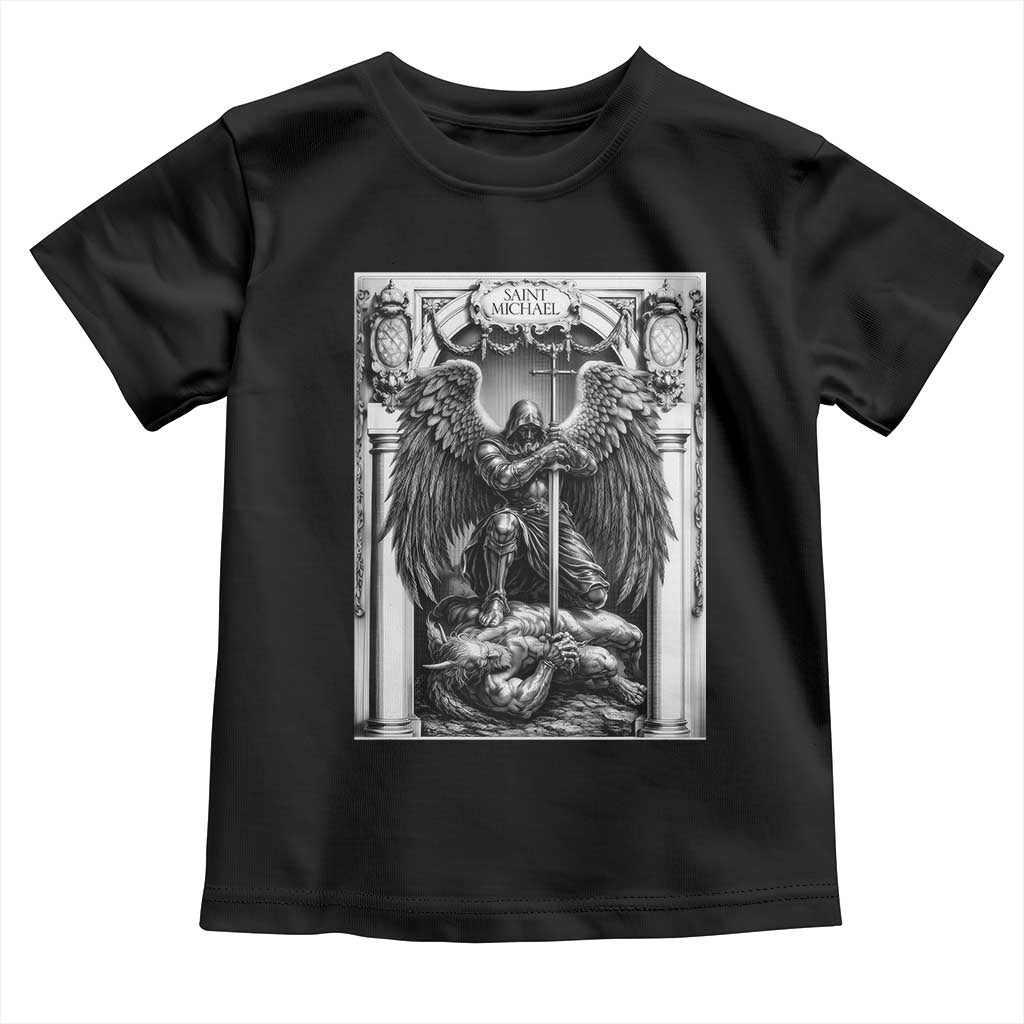 Saint Michael The Archangel Defeating Satan Toddler T Shirt Christian Faith Gift