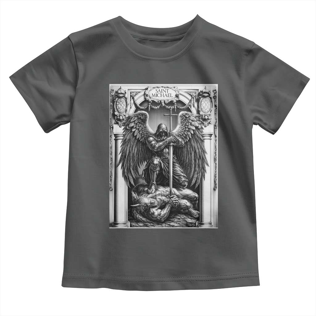 Saint Michael The Archangel Defeating Satan Toddler T Shirt Christian Faith Gift