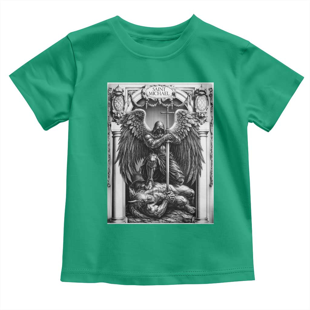 Saint Michael The Archangel Defeating Satan Toddler T Shirt Christian Faith Gift