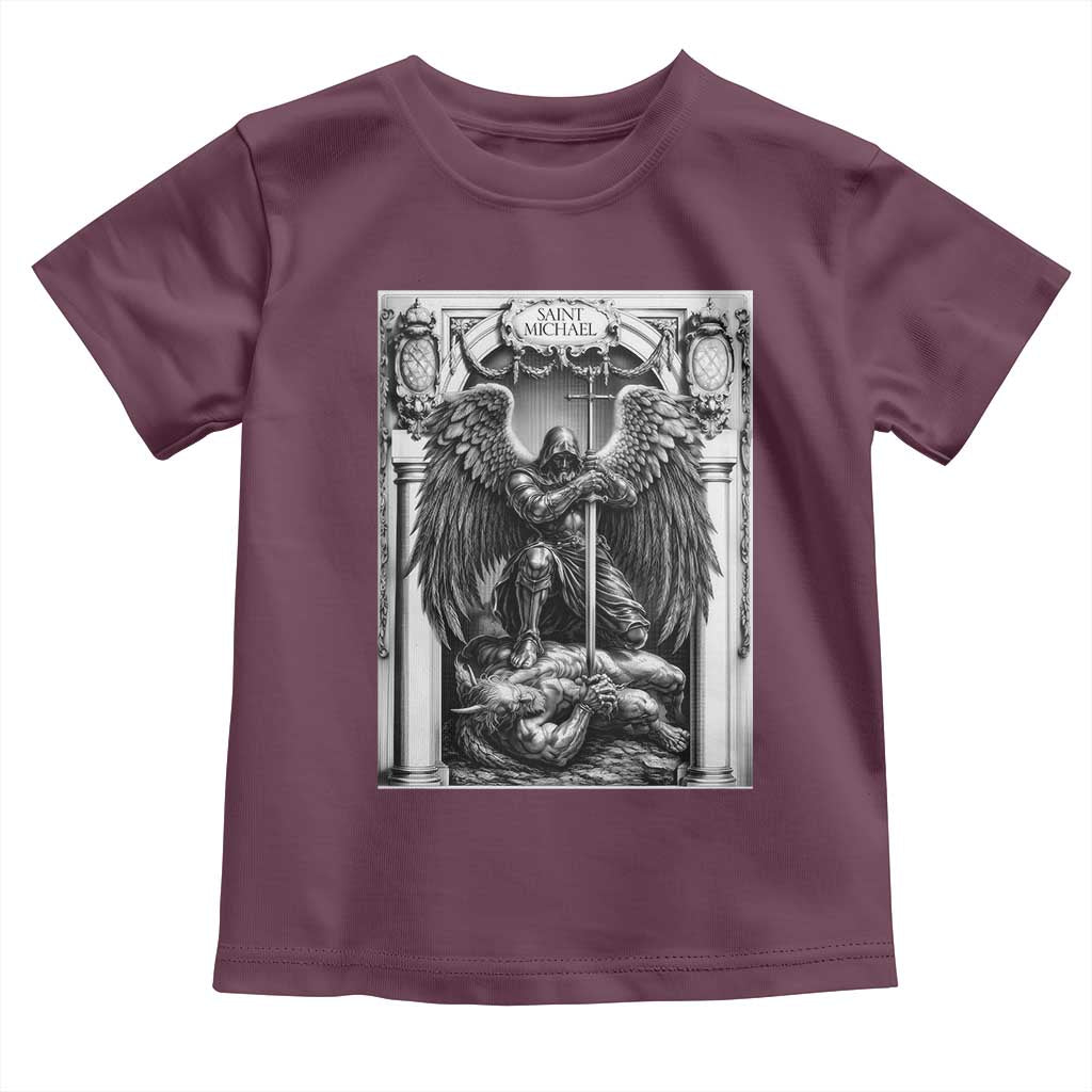 Saint Michael The Archangel Defeating Satan Toddler T Shirt Christian Faith Gift